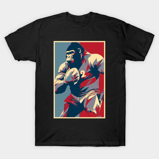 Rugby Gorilla WPAP Hope T-Shirt by DesignArchitect